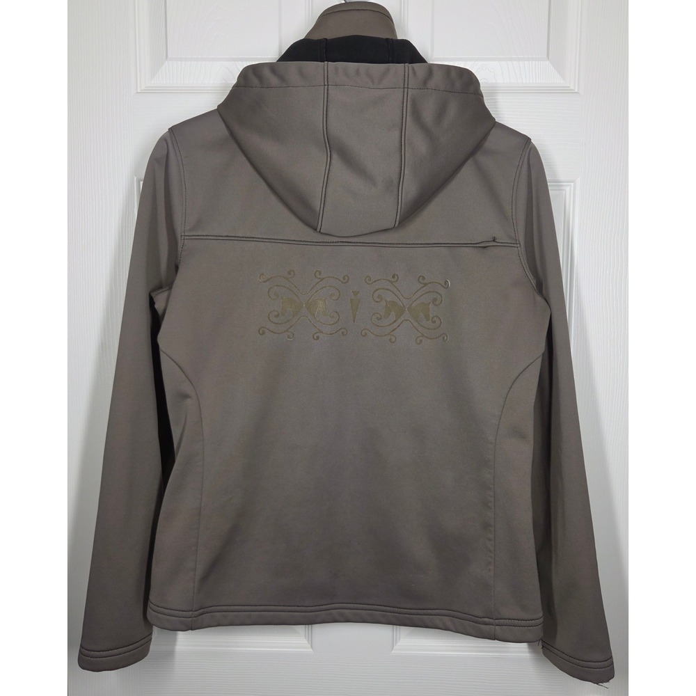 Kerrits Stretch Softshell Fleece Lined Riding Jacket Brown Hooded Equestrian M